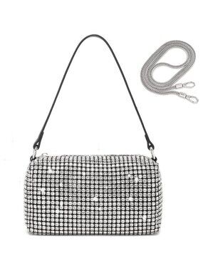 Rhinestone Purses for Women Bling Rhinestone Bag Shiny Silver Purse Evening Bag